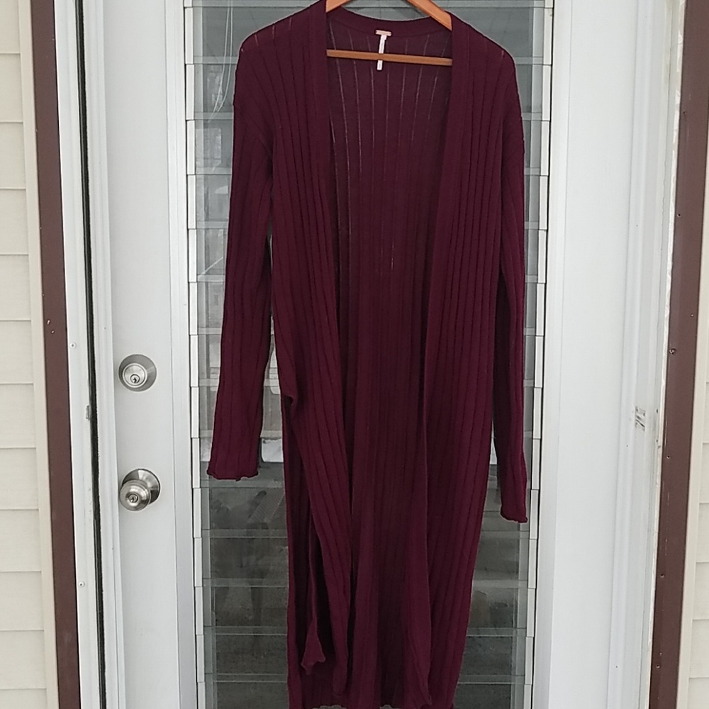 Free People Linen/Cotton Long Cardigan